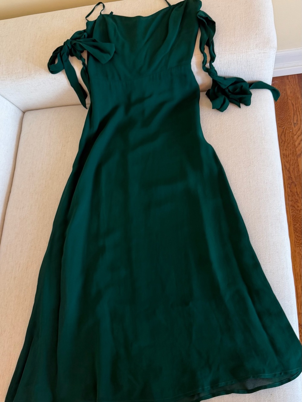 Reformation Emerald Green Tie-Strap Midi Dress